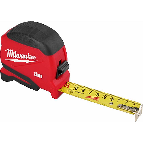 Рулетка Milwaukee Pro Compact, 8мх25мм, с фиксатором сматывания, АБС-пластик