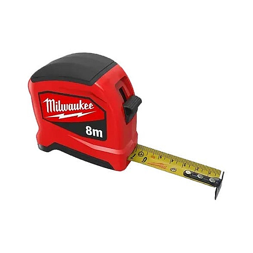 Рулетка Milwaukee SLIMLINE, 8мх25мм с фиксатором сматывания, АБС-пластик
