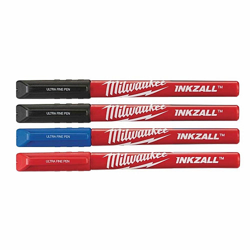 Маркер Milwaukee InkZAll синий/красный/черный 2шт, набор 4шт