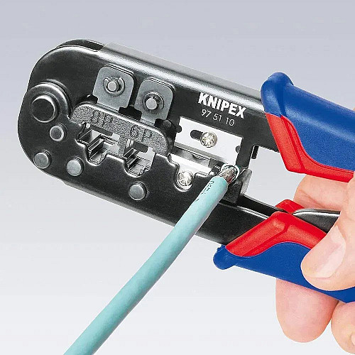 Обжимний інструмент KNIPEX, багатофункціональний, RJ 11/12, RJ 45, 190мм, 0.340кг