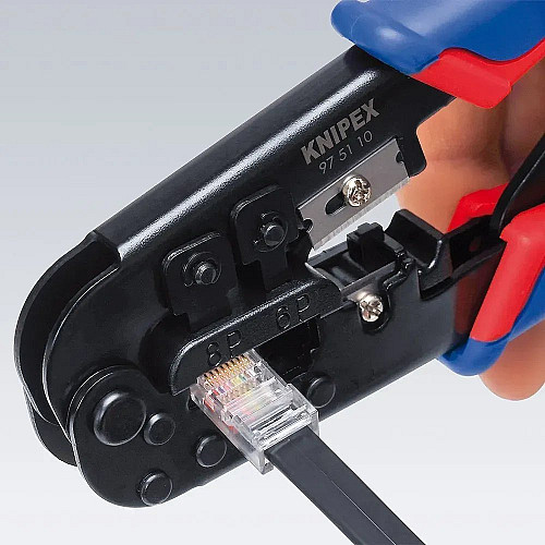 Обжимний інструмент KNIPEX, багатофункціональний, RJ 11/12, RJ 45, 190мм, 0.340кг