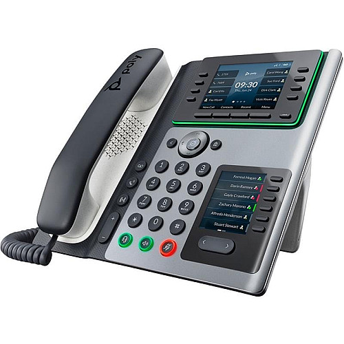 SIP-телефон Poly Edge E450, Bluetooth 5, WiFi AC, 2x USB, PoE, 8 линий (32 с пейджингом), серый