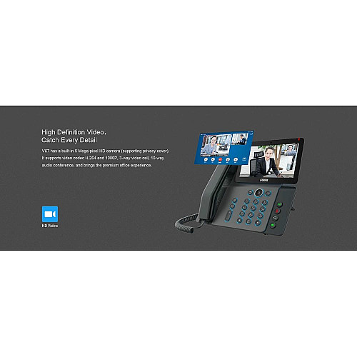 Телефон IP Fanvil V67 2xGE LAN, 1xUSB-A, BT4.2, Wi-Fi, 20 SIP линий, SW Linux, PoE, 7