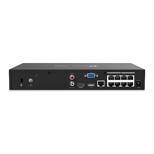 IP-Відеореєстратор TP-LINK VIGI NVR1008H-8MP, 8 каналів Poe, 2xUSB, H265+, 1xHDD, до 16 ТБ, чорний