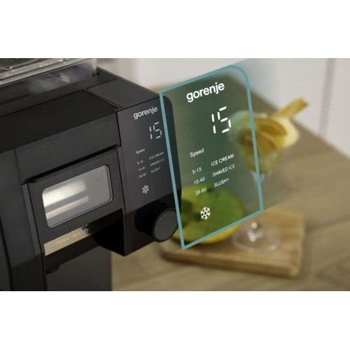 Морозивниця Gorenje  3 в 1, 210Вт, чаша-1л, 35 кг - 24 год., слаші, лід, морозиво, електронне управління, чорний