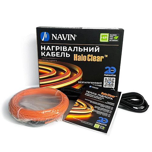 Кабель нагревательный Navin HaloClear 18/420 двухжильный для систем отопления 2.8м кв, 23.3м 420Вт 230В