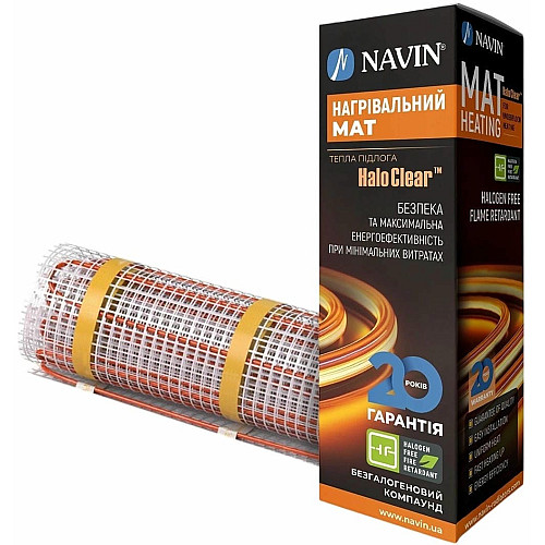 Мат нагревательный Navin HaloClear 190/175 двухжильный для систем отопления 0.9м кв, 0.5х1.8м 175Вт 230В