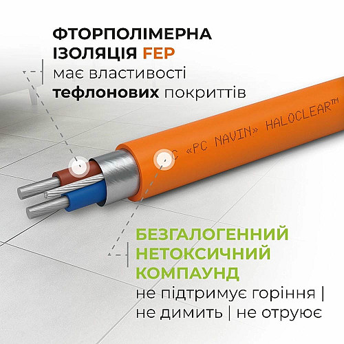 Кабель нагревательный Navin HaloClear 18/420 двухжильный для систем отопления 2.8м кв, 23.3м 420Вт 230В