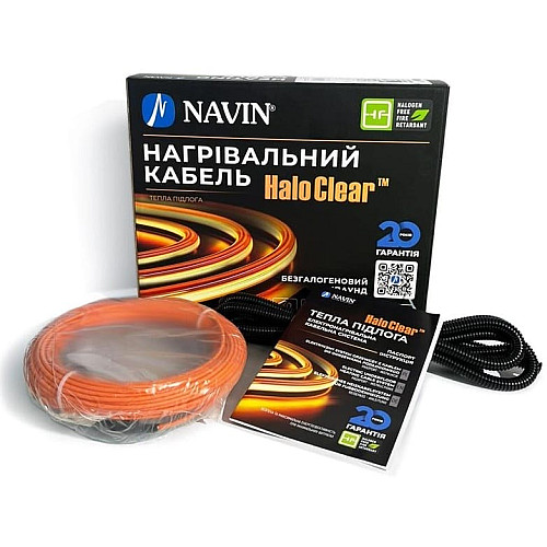 Кабель нагревательный Navin HaloClear 18/340 двухжильный для систем отопления 2.3м кв, 18.9м 340Вт 230В