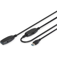 Удлинитель DIGITUS USB 3.0 Active Cable, A/M-A/F, 10м, черный