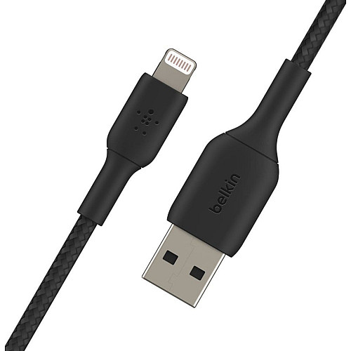 Кабель USB-A > Lightning зарядка/синхронизация Belkin 2м, 12Вт, плетеный, черный