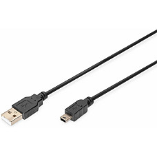 Кабель DIGITUS USB-A > USB-mini B синхронізації, 3.0 m, чорний