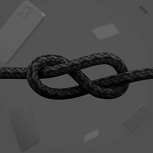Кабель USB-A > Lightning подзарядка/синхронизация Belkin 1м, плетеный, силиконовый, с ремешком на магните, черный