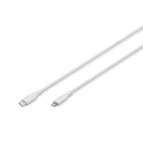 Кабель DIGITUS USB-C > Lightning зарядка/синхронизация, USB 2.0, 60W, силиконовый, 2м, белый