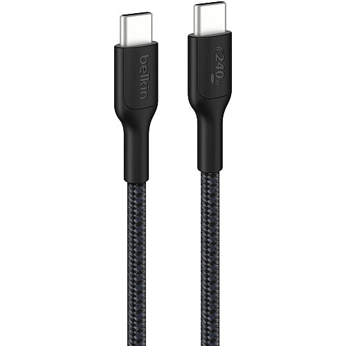 Кабель USB-C > USB-C зарядка/синхронизация Belkin 1м, 240Вт, Type-C, плетеный, черный