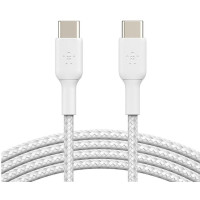 Кабель Belkin USB-C > USB-C заряджання/синхронізації 60Вт PD, 1м, плетений, білий