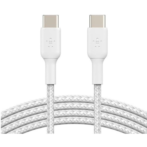 Кабель Belkin USB-C > USB-C заряджання/синхронізації 60Вт PD, 1м, плетений, білий
