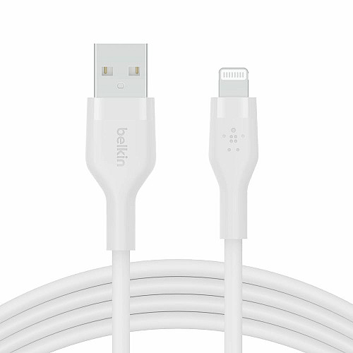 Кабель USB-A > Lightning подзарядка/синхронизация Belkin 1м, силиконовый с клипсой, белый