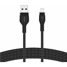 Кабель USB-A > Lightning заряджання/синхронізації Belkin 1м, плетений, силіконовий, з ремінцем на магніті, чорний