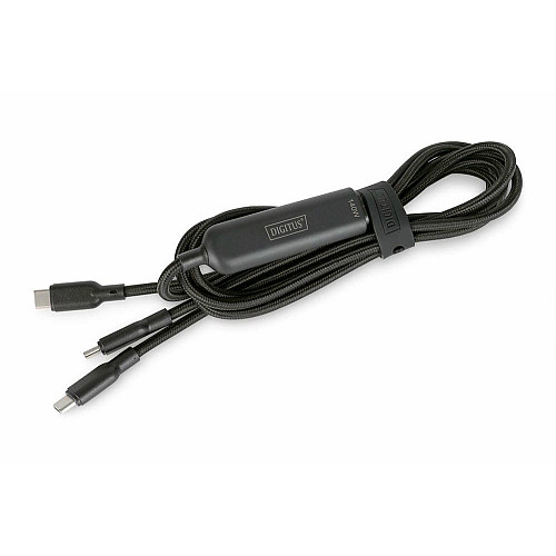 Кабель DIGITUS USB-C > 2xUSB-C зарядка/синхронизация, USB 2.0, 140W, 1.8м, черный