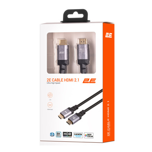 Кабель 2E HDMI (M/M) 3м, 2.1, 4K/120Hz, 8K/60Hz 48Gbps, Ultra High Speed, чорний