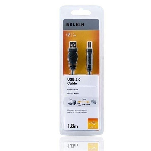 Кабель USB-A > USB-B (AM/BM) синхронізації Belkin 1.8м, чорний