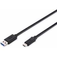Кабель DIGITUS USB-C > USB-A заряджання/синхронізації, Type-C, 1м, чорний