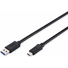 Кабель DIGITUS USB-C > USB-A заряджання/синхронізації, Type-C, 1м, чорний