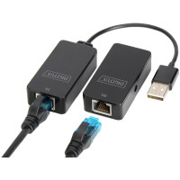 Подовжувач DIGITUS USB, USB 2.0, для використання з кабелем Cat5/5e/6 UTP, STP або SFT, до 50 м, чорний