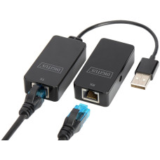 Подовжувач DIGITUS USB, USB 2.0, для використання з кабелем Cat5/5e/6 UTP, STP або SFT, до 50 м, чорний