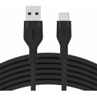 Кабель USB-A > USB-C зарядка/синхронизация Belkin 3м, 15Вт, Type-C, силиконовый с клипсой, черный