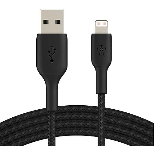Кабель USB-A > Lightning зарядка/синхронизация Belkin 1м, 12Вт, плетеный, черный