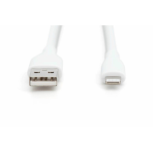 Кабель DIGITUS USB-A > Lightning зарядка/синхронизация, USB 2.0, 12W, силиконовый, 1м, белый