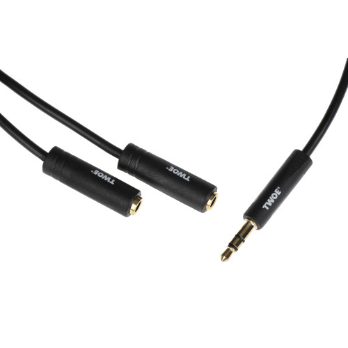 Кабель 2E jack 3.5 > 2хjack 3.5 (M/F) 0.30м, чорний