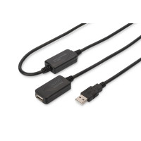 Подовжувач DIGITUS USB 2.0 Active Cable, A/M-A/F, 20м, чорний