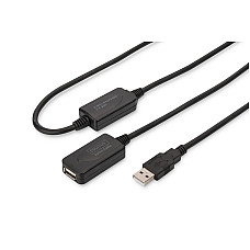 Подовжувач DIGITUS USB 2.0 Active Cable, A/M-A/F, 20м, чорний