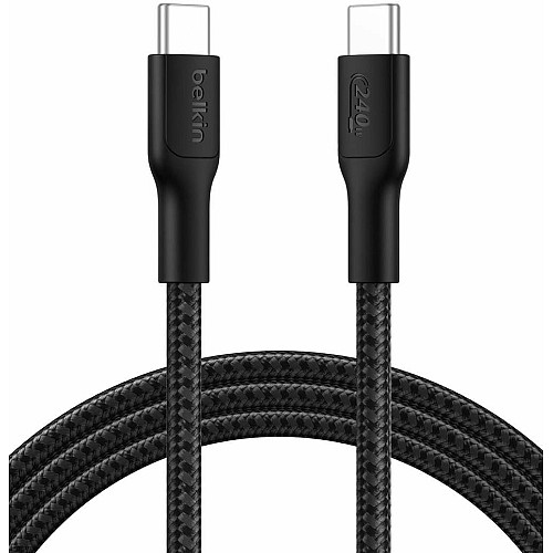 Кабель USB-C > USB-C зарядка/синхронизация Belkin 2м, 240Вт, Type-C, плетеный, черный