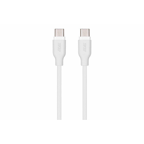 Кабель USB-C > USB-C заряджання/синхронізації 2E 1м, 60Вт Type-C, Glow, білий
