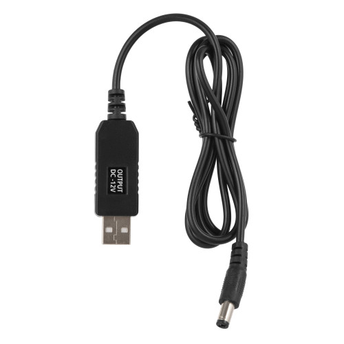 Кабель 2Е USB-A > DC 5.5х2.5мм живлення 1м, 12В/1A, чорний