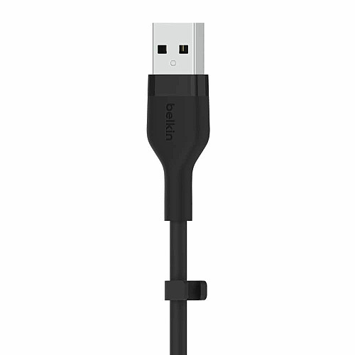 Кабель USB-A > USB-C зарядка/синхронизация Belkin 3м, 15Вт, Type-C, силиконовый с клипсой, черный