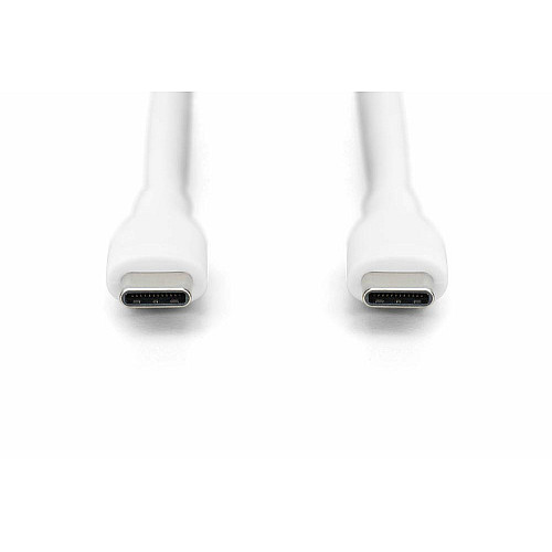 Кабель DIGITUS USB-C > USB-C зарядка/синхронизация, USB 2.0, 60W, силиконовый, 1м, белый