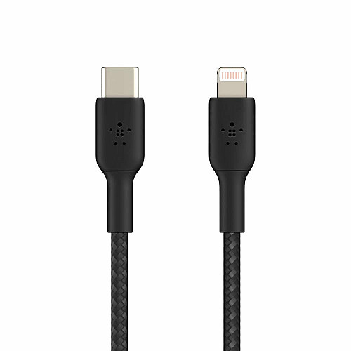 Кабель USB-C > Lightning зарядка/синхронизация Belkin 2м, 30Вт, Type-C, плетеный, черный