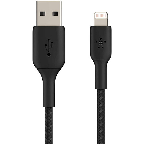 Кабель USB-A > Lightning зарядка/синхронизация Belkin 1м, 12Вт, плетеный, черный