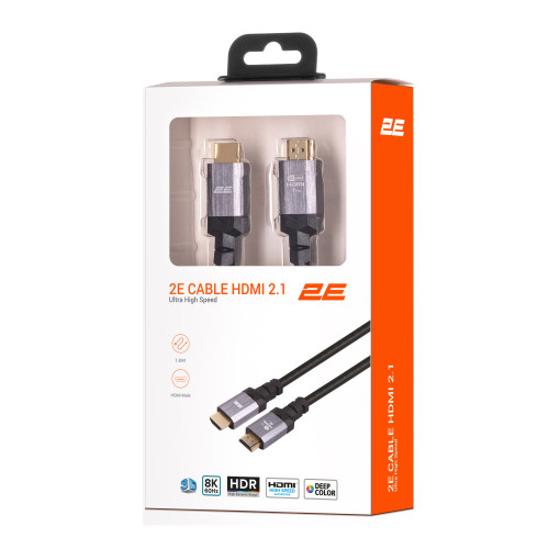 Кабель 2E HDMI (M/M) 1.8м, 2.1, 4K/120Hz, 8K/60Hz 48Gbps, Ultra High Speed, чорний