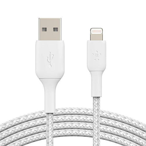 Кабель USB-A > Lightning зарядка/синхронизация Belkin 1м, 12Вт, плетеный, белый