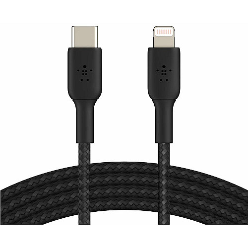 Кабель USB-C > Lightning зарядка/синхронизация Belkin 2м, 30Вт, Type-C, плетеный, черный