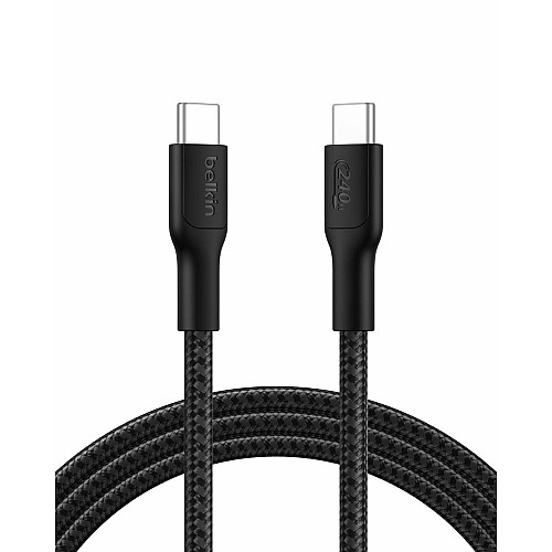 Кабель USB-C > USB-C зарядка/синхронизация Belkin 2м, 240Вт, Type-C, плетеный, черный