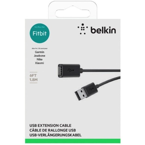 Кабель Belkin USB-A > USB-AF заряджання/синхронізації 1.8м, чорний
