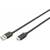 Кабель DIGITUS USB-A > USB-C зарядка/синхронизация, USB 2.0, M/M, 3м, черный
