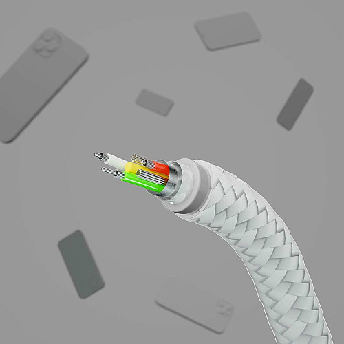 Кабель USB-A > Lightning подзарядка/синхронизация Belkin 1м, плетеный, силиконовый, с ремешком на магните, белый